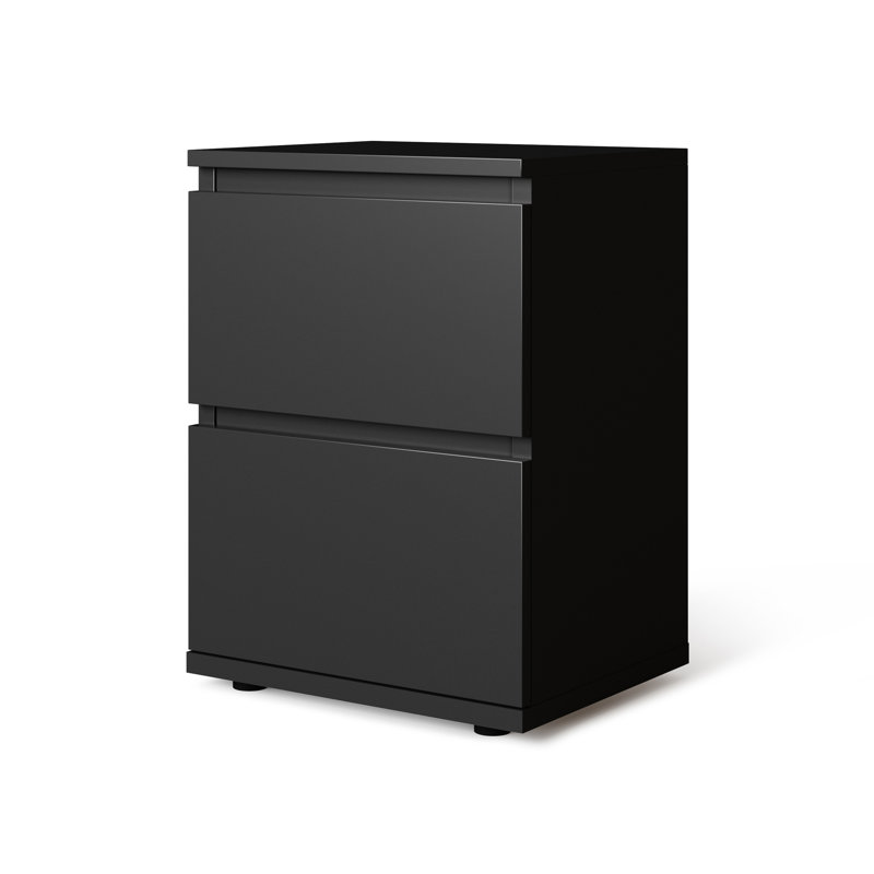 Baptistine 36cm W Manufactured Wood Bedside Table, Black