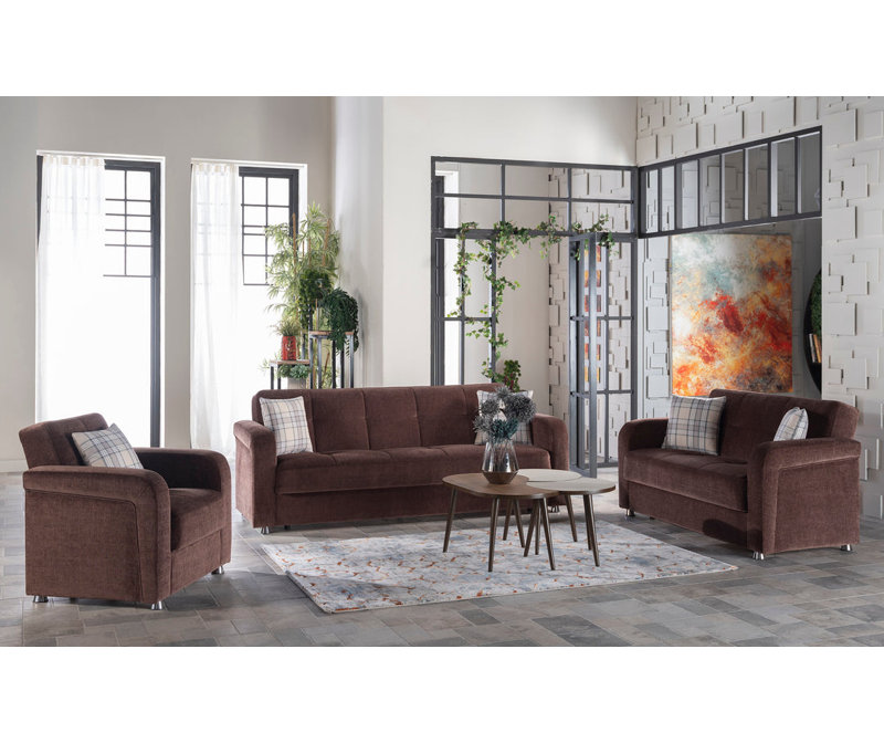 Ladislado Upholstered Futon And Mattress, Brown