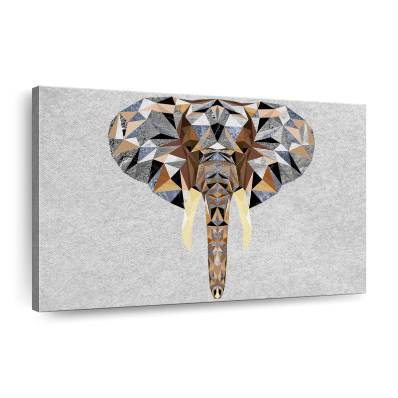 Impression sur toile géométrique éléphant coloré, H 8 po x l 12 po x P 1 po