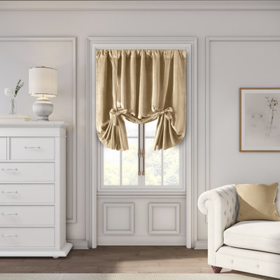 Premium Velvet Myreon Solid Color Room Darkening Thermal Rod Pocket Decorative Tie-Up Curtain Panel