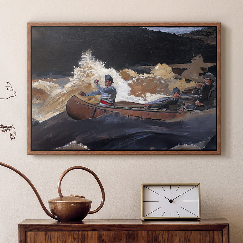Shoot the Rapids, Saguenay River, 1905-1910 - Winslow Homer, toile tendue avec châssis, 16 x 24, Noyer