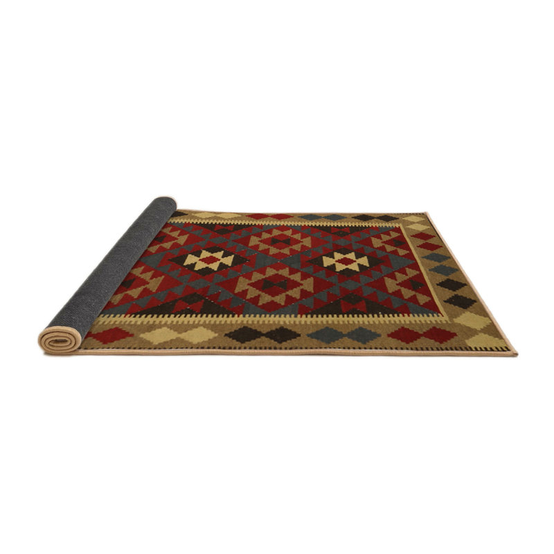 Tapis orange/gris/crème contemporaine, Rond 6 pi