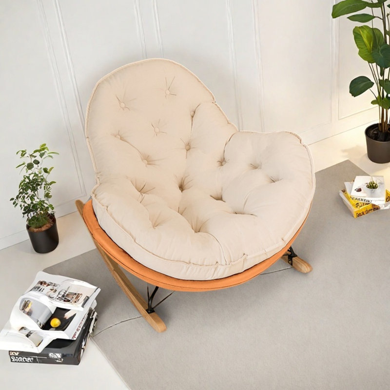 Chaise berçante ergonomique en chenille, Beige/Orange