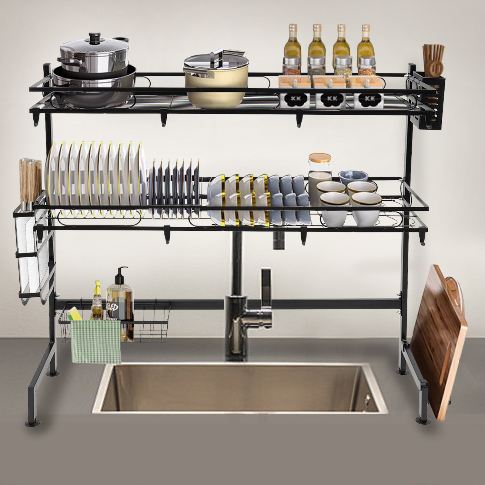 Captive Gala Carbon Steel Retractable over the Sink Dish Rack