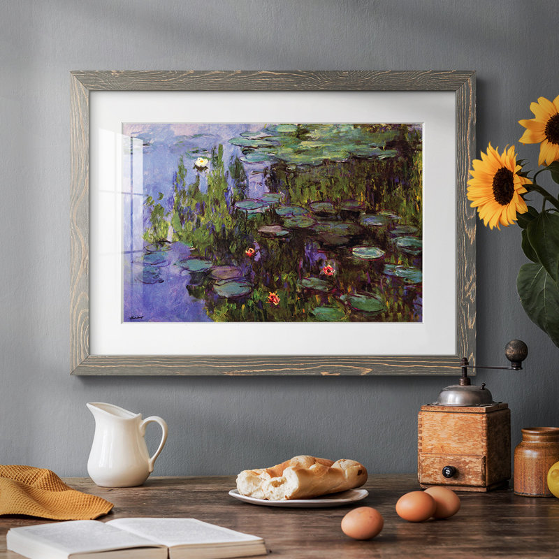 «Gardens» par Monet, reproduction d'art encadrée, Gris
