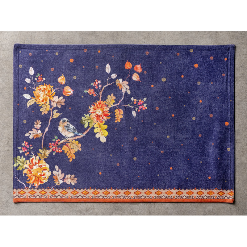 Ensemble de napperons 4 - 13 po x 19 po Maison d'Hermine Kelim - Infinity 100% coton, Marine