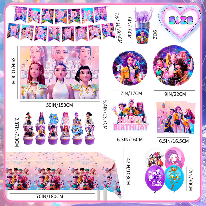 112 Pcs K POP Party Decorations, K Pop Birthday Decorations Set