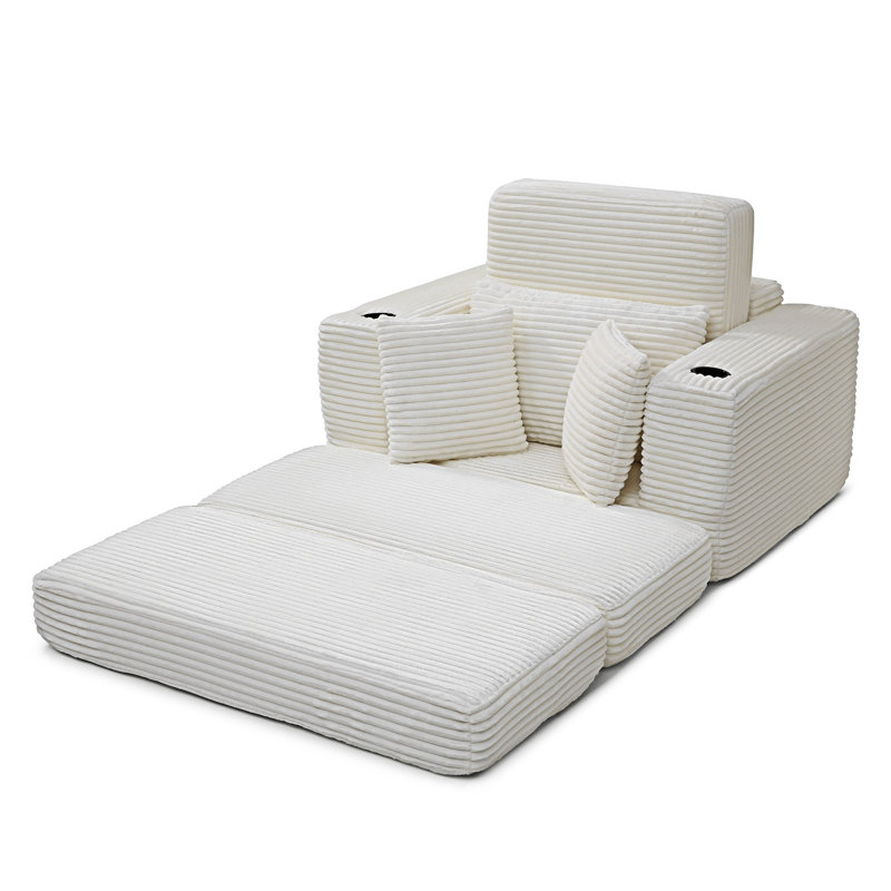 Chaise longue, fauteuil, canapé-lit, Velours côtelé beige