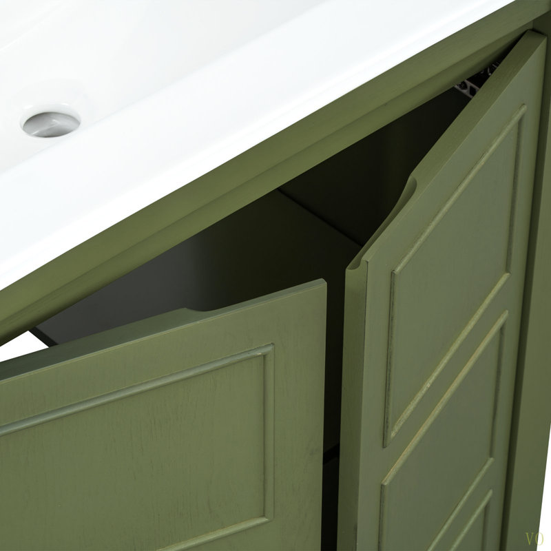 Meuble-lavabo de ferme 30 po avec lavabo en céramique, porte à fermeture en douceur, tablette réglable, armoire de rangement, structure en bois moderne, conception spacieuse et surface facile à nettoyer