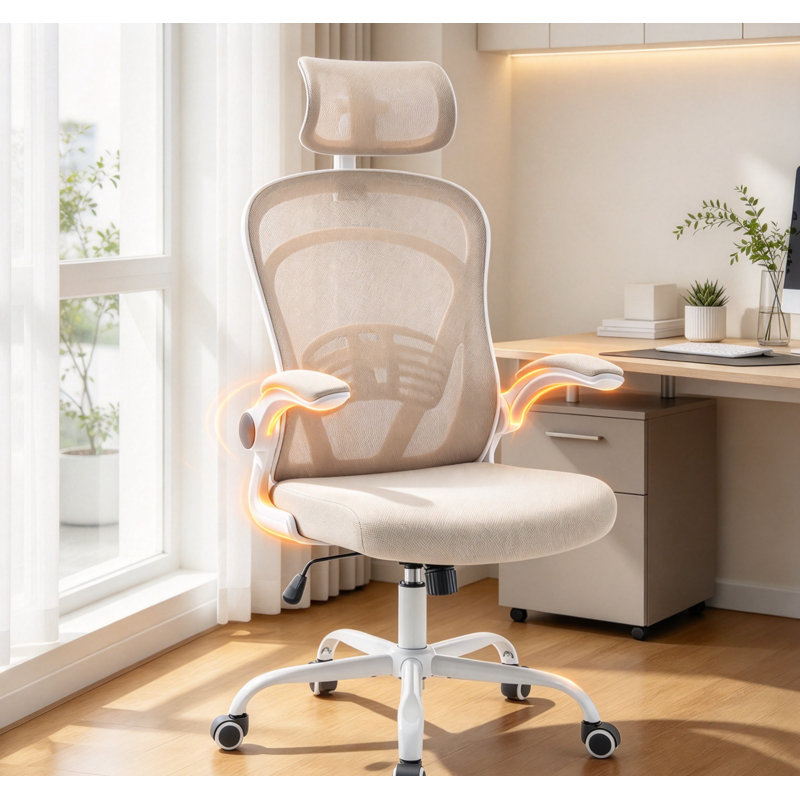 Chaise de bureau en maille avec appui-tête, Khaki Network