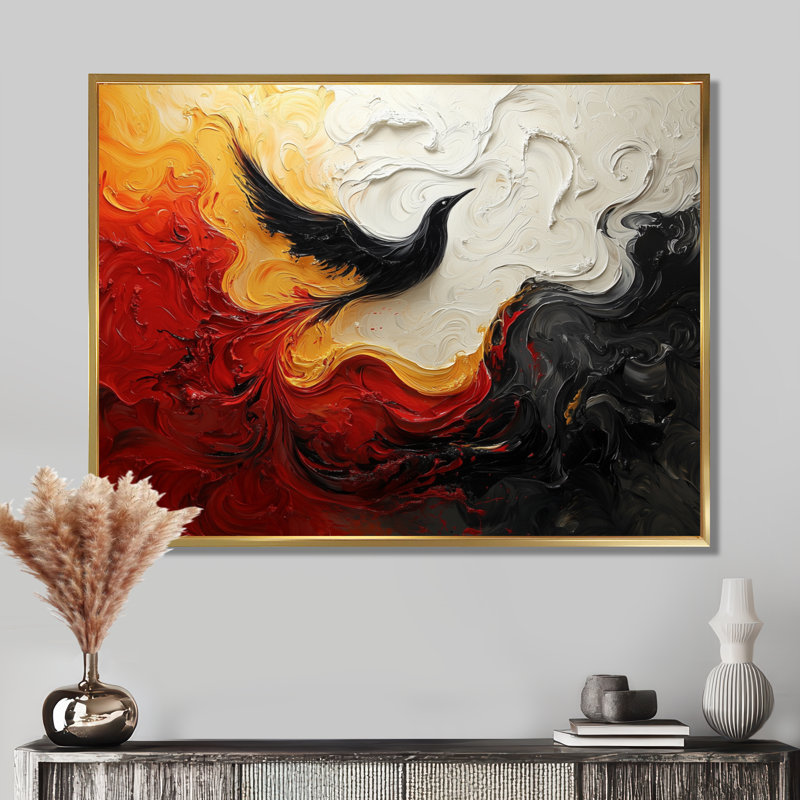 Whitlatch - Abstract Canvas Art Print, H 16 po x l 32 po, Reproduction encadrée, Doré