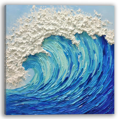 " Oceanic Wave Printed Canvas Wall Art "