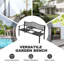 E-Coated Metal Frame Outdoor Bench with Backrest & Built-In Side Table