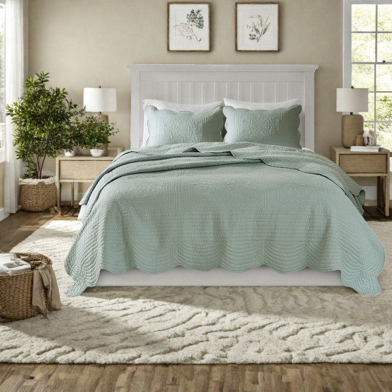 Ensemble de literie élégant en écume de mer, confort en microfibre, style maison de campagne
