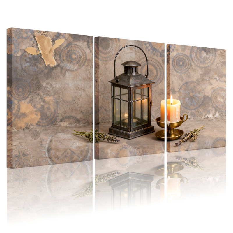 «Fashion Rustic Lantern», ensemble de 3 impressions sur toile, H 24 po x l 48 po