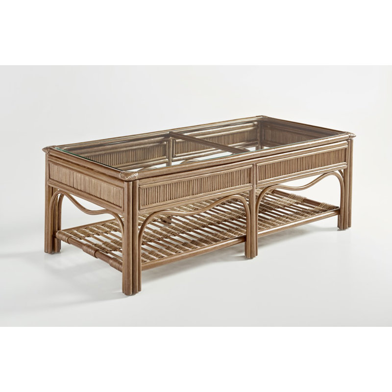 Wittig Glass Top Coffee Table, Pecan