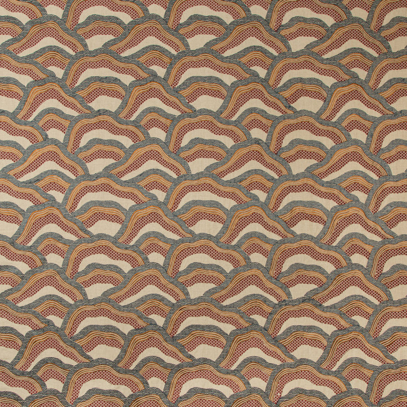Les Rizieres Emb Fabric, Rust/Gray