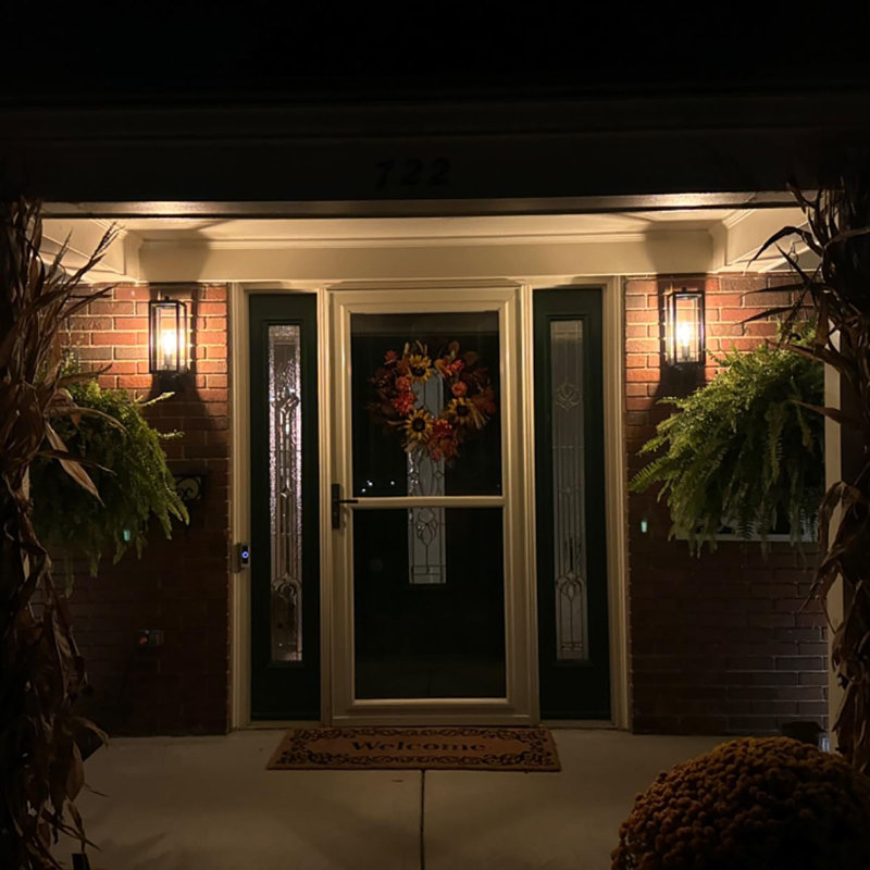 2 Packs 16 Inch Black Outdoor Wall Lights Clear Glass Waterproof Porch Sconces