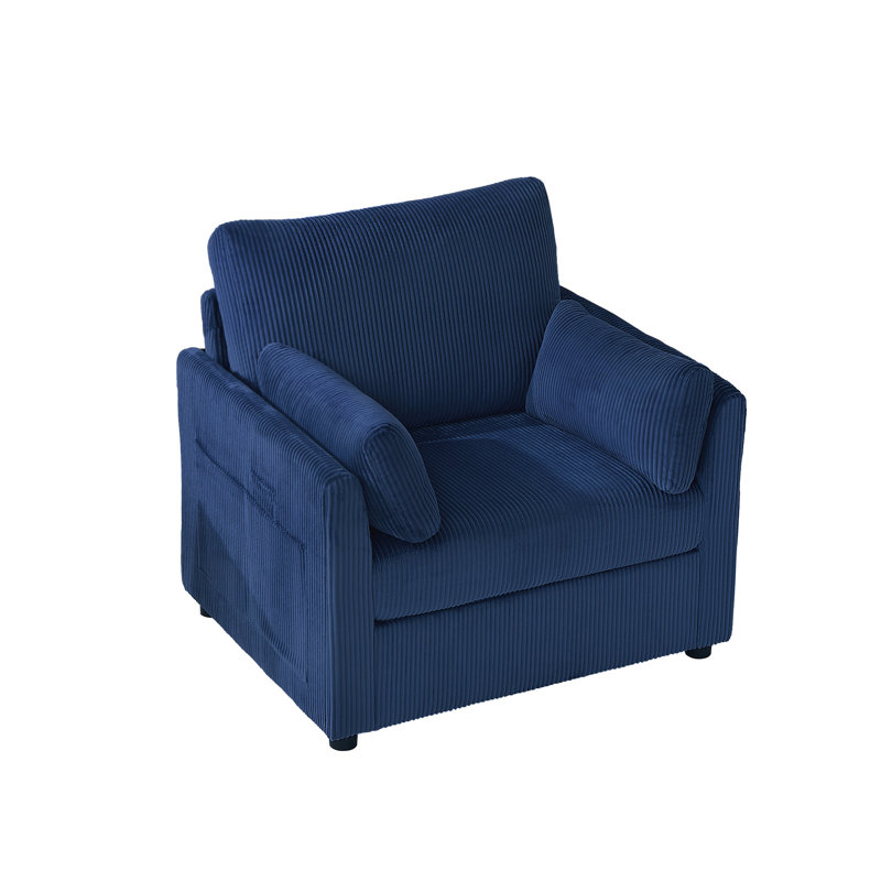 Fauteuil d'appoint rembourré avec rangement, Bleu
