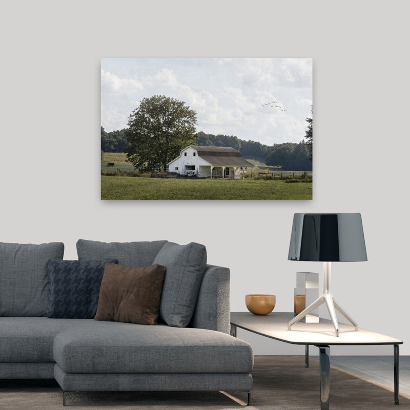 Branche perdue, ferme, abstrait, vache, nature, architecture, art, H 32 po x l 48 po