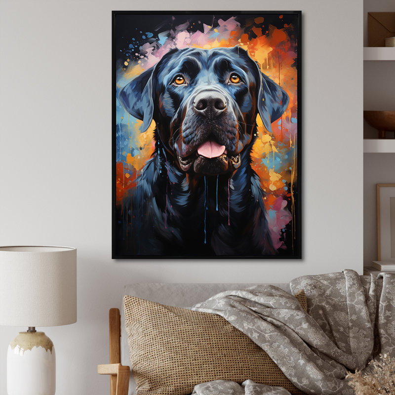 Popart Mastiff Majesty sur toile, H 40 po x l 30 po x P 1,5 po, Cadre flottant noir