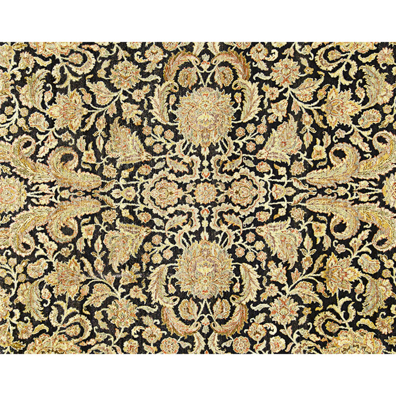 Hand Knotted Wool Area Rug in Black And Grey