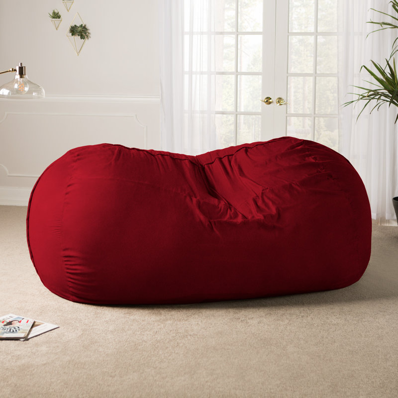 7 Foot Giant Bean Bag Sofa, Cinnabar Microsuede