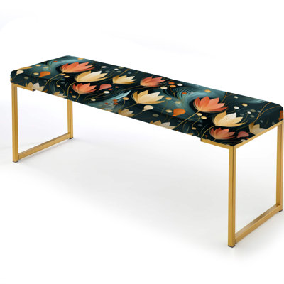 Modern Oasis Hues In Botanical World - Tropical Upholstered Gold Bench