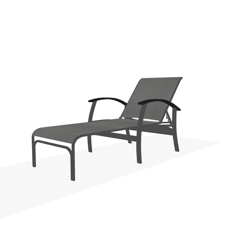 Belle Isle Sling Aluminum Frame Four Position Lay-flat Chaise With Marine Grade Polymer Arm Accent, Graphite