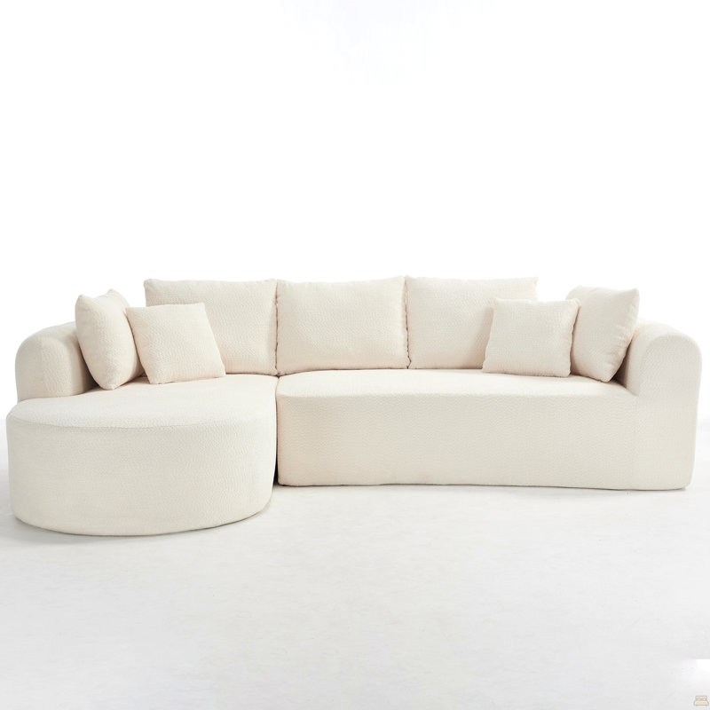 Canapé modulaire 109 po Cloud, Velours côtelé blanc