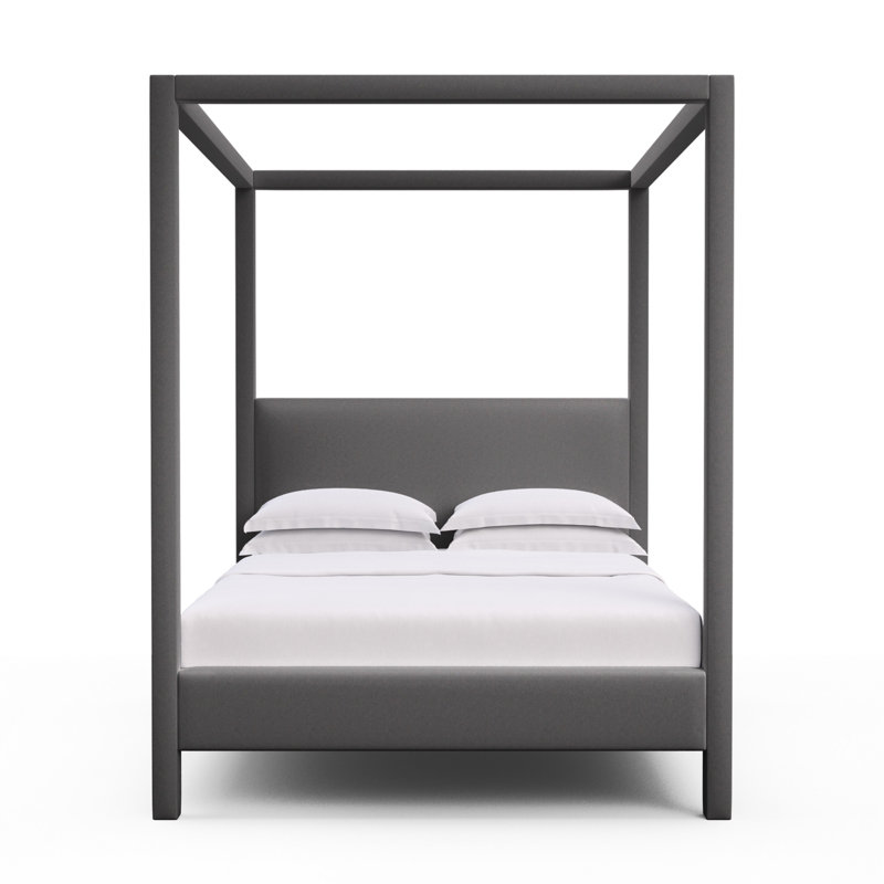 Lit tapissier Lafayette, Double, Velours moelleux gris graphite