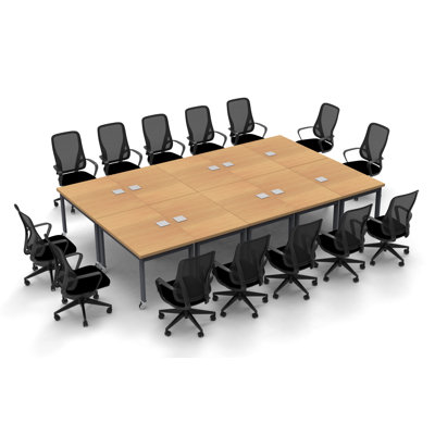Albin 14 Person Conference Meeting Tables with 14 Chairs Complete Set by The Twillery Co.