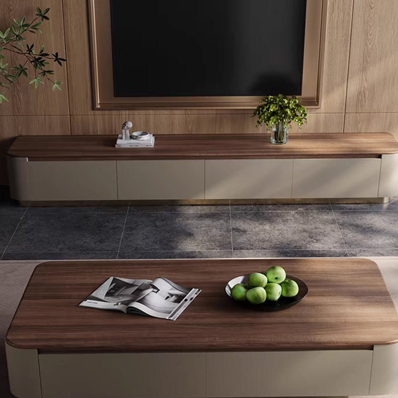 Meuble télé en bois massif de luxe clair, H 15,74 po x L 94,48 po x l 15,74 po