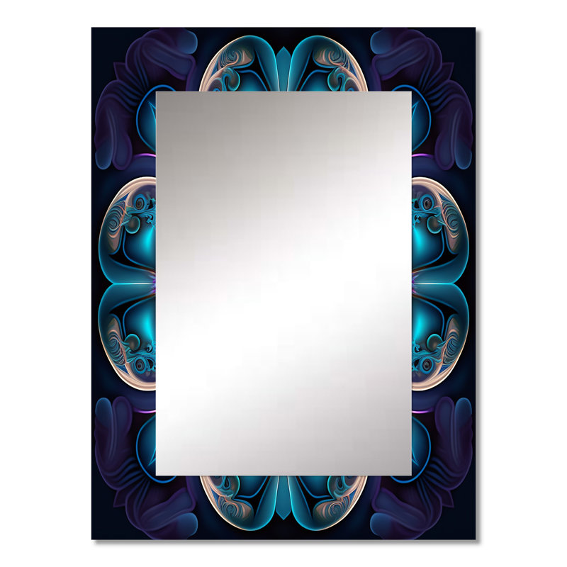 Mandala céleste en mauve mystérieux et bleu IV - grand miroir mural mandala boho, miroir traditionnel unique, impression d'art en métal