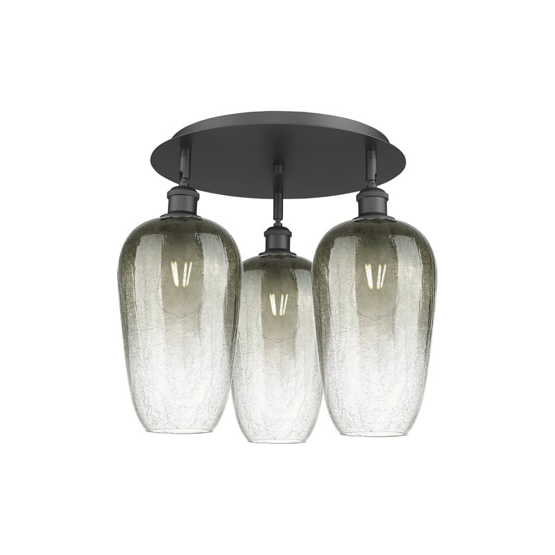Ballston - Brookhaven Flute - 3 Light Flush Mount, Slate, Matte Black