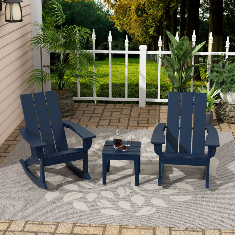 Chaise berçante d'extérieur en plastique Joubert, Bleu marine