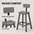 Bar Stools Set of 2 with Backrests, 29 Inch for Kitchen Island Bar, Gray Textured Wood Look, Curved Seat & Footrests, Space Saving Indoor Outdoor Home Bar-178723305