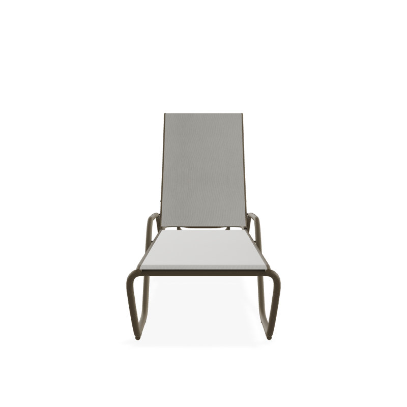 Outdoor Rust-Resistant Metal Chaise Lounge, Textured Beachwood, Augustine Oyster