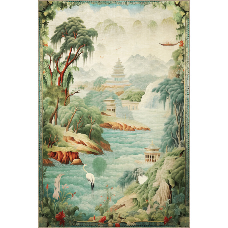 Tapis décoratif à motif de tapisserie, Rectangle 2 pi 8 po x 5 pi