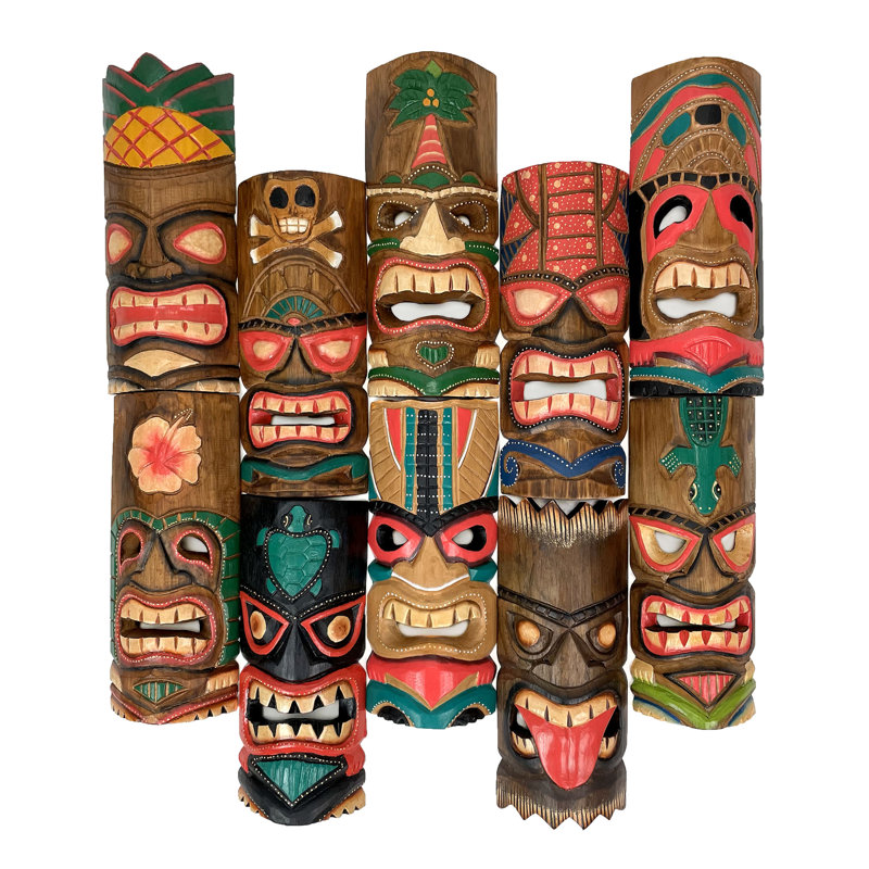 Ensemble de 10 masques muraux Tiki