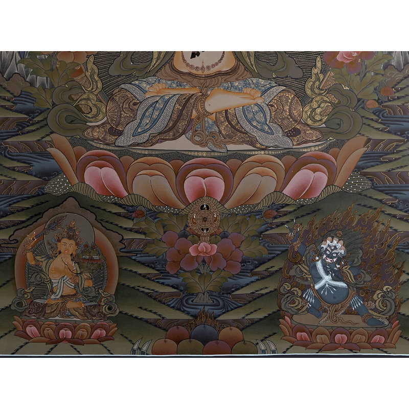 Kharchari (Thangka sans brocart) | Or pur 24 carats avec peinture acrylique
