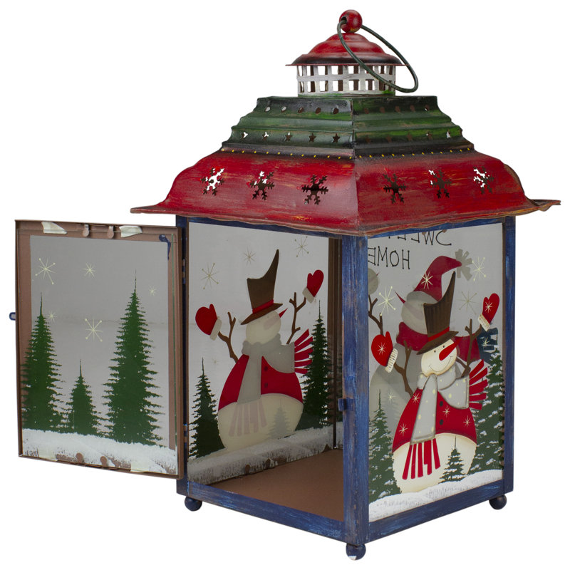 Lanterne de Noël verte, verte et bleue, H 15 po x l 7,25 po x P 7,25 po