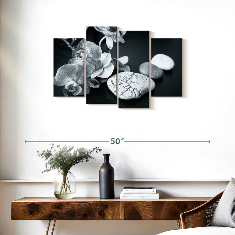Harnek Monochromatic Zen Orchids, 22" H x 36" W