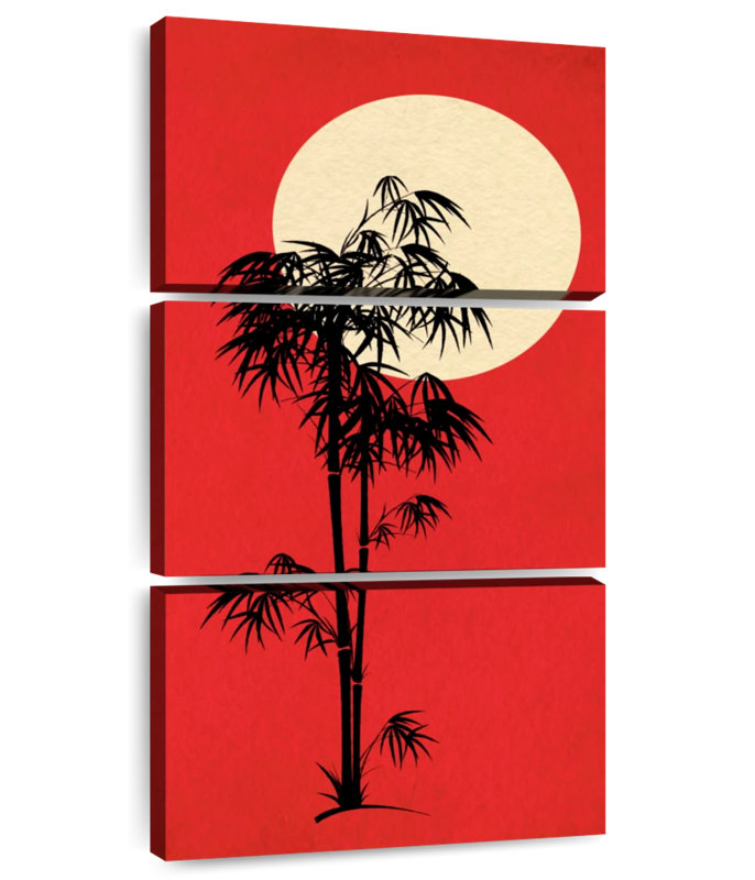 Full Moon Behind Bamboo, 27" H x 12" W
