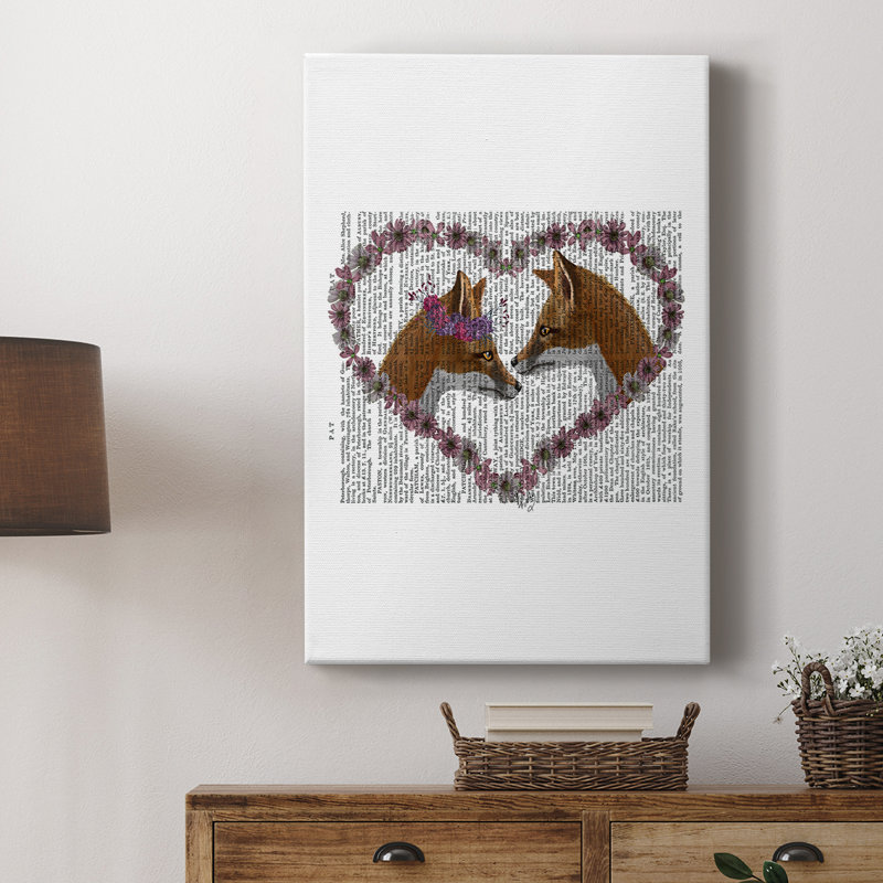 Renards en fleurs - galerie Cavas sur mesure, H 27 po x l 18 po