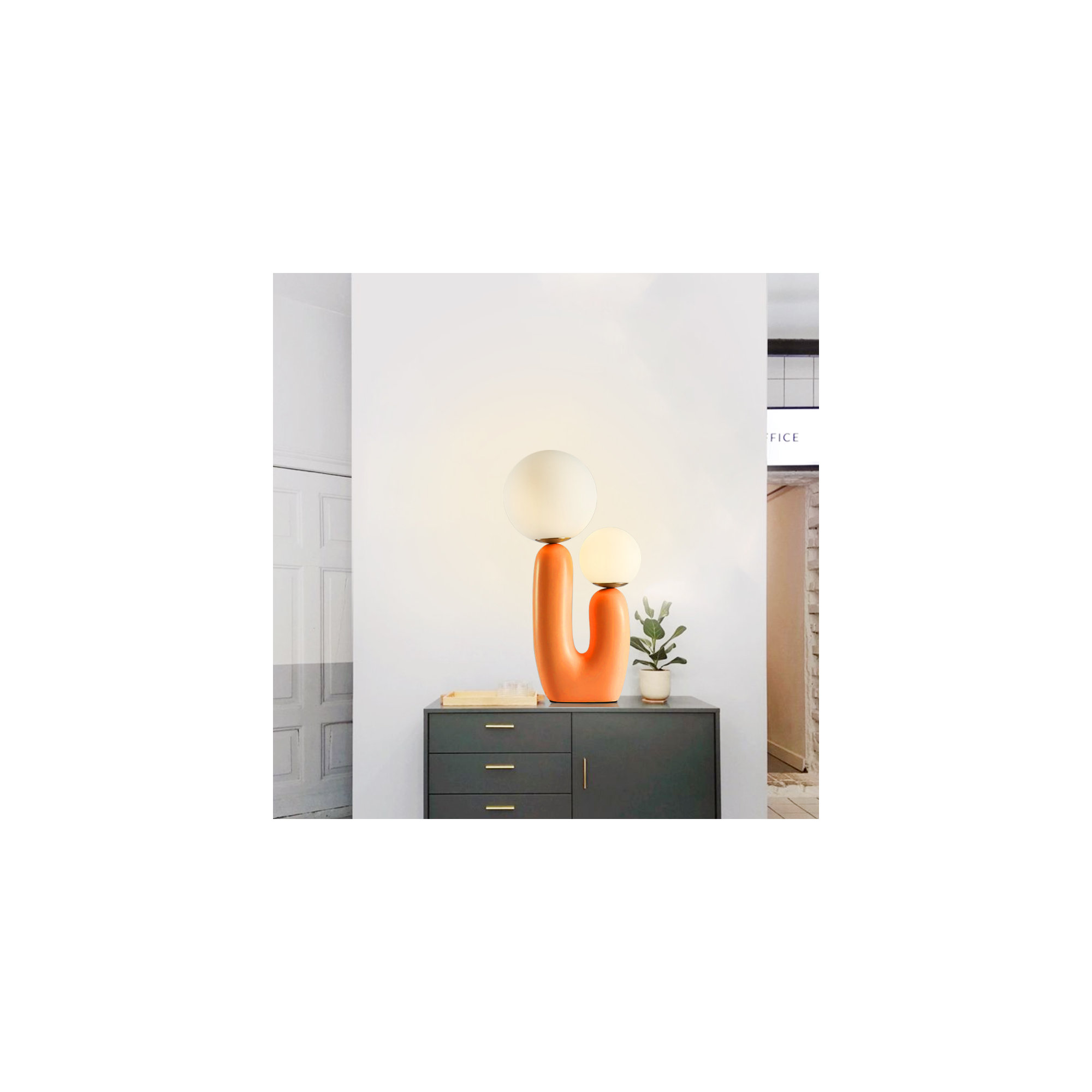 Yuma Resin Table Lamp, Orange