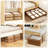Bamboo Under Bed Storage Containers with Wheels, Sturdy Wood Rolling Shoe Storage Organizer with Dust Bag, 2 Pack (Walnut)-1120288042
