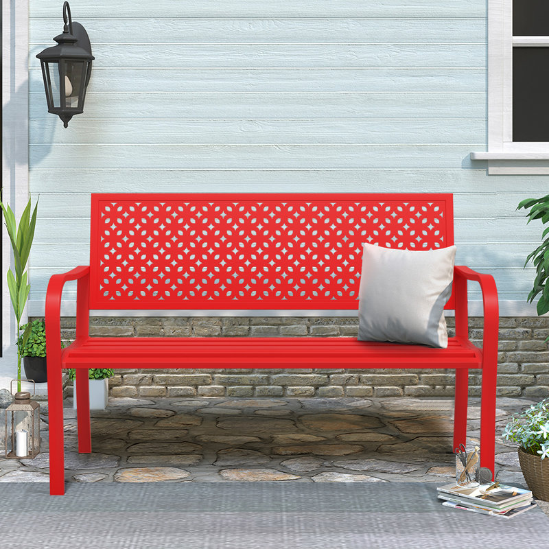 Banc d'extérieur classique en métal (rouge), Rouge