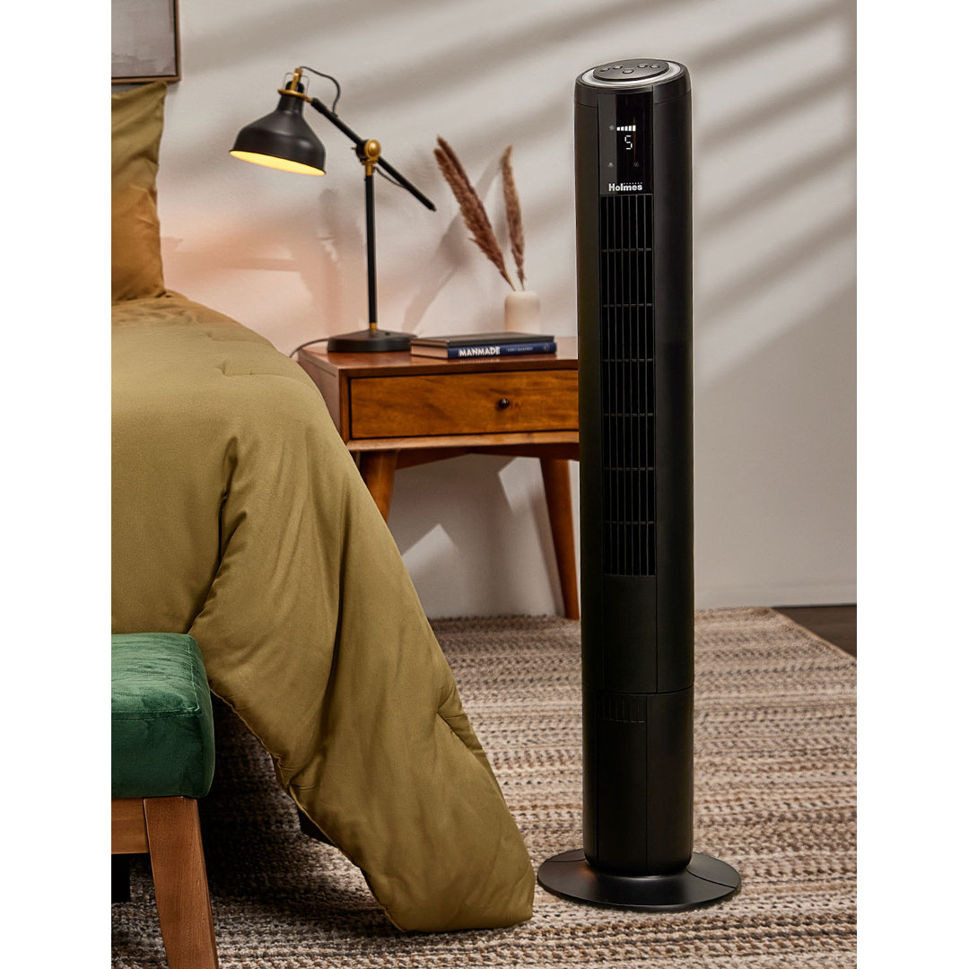 42" Oscillating Digital Tower Fan, 5 Speeds, Remote Control Holmes