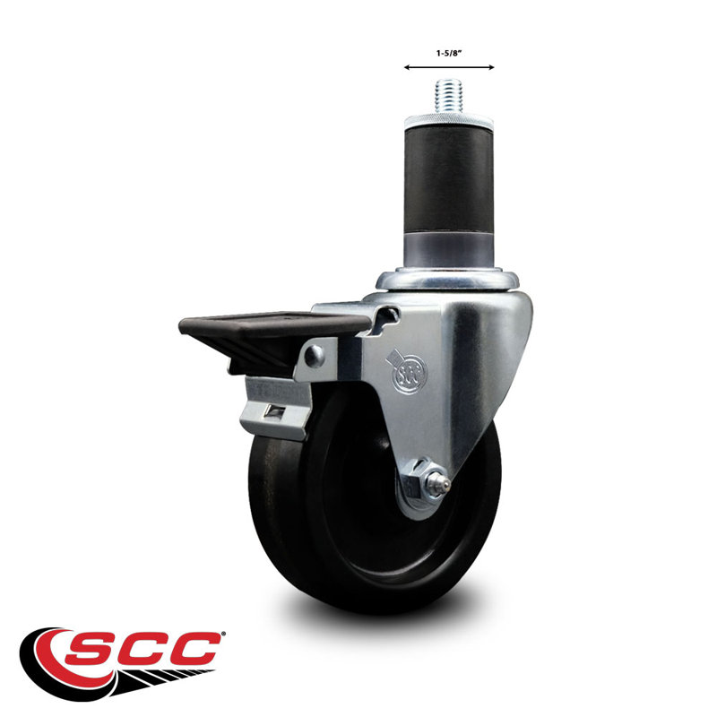Phenolic Swivel Expanding Stem Caster with Brake SCC PLB 4" x 1-5/8"